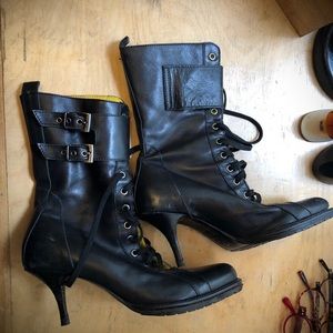 Patricia Pepe leather combat stiletto Italy boots